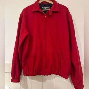 Nordstrom Men's Vibrant Red Bomber Jacket vintage wool blend satin/silk inside